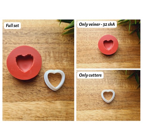 Silicone mold, Macaron, style 10, heart, small, ~ 1.8*1.9 cm, H:0.6 cm + cutter Ø 1.7 cm