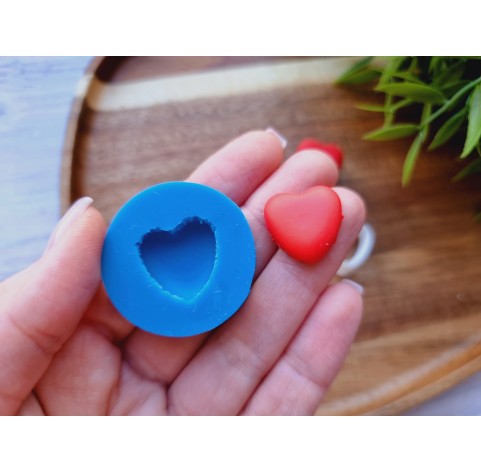 Silicone mold, Macaron, style 10, heart, small, ~ 1.8*1.9 cm, H:0.6 cm + cutter Ø 1.7 cm