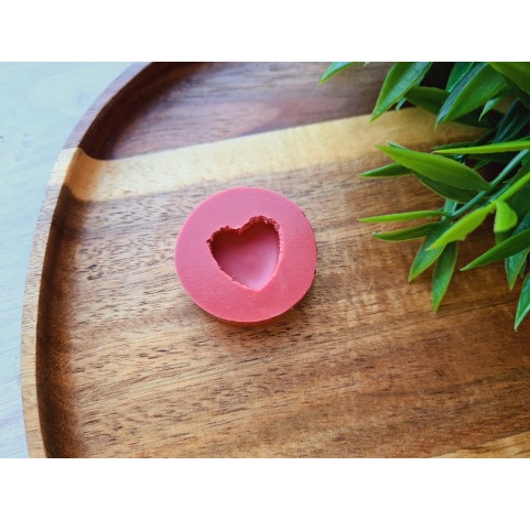 Silicone mold, Macaron, style 10, heart, small, ~ 1.8*1.9 cm, H:0.6 cm + cutter Ø 1.7 cm