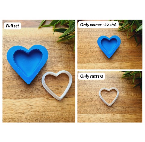 Silicone mold, Macaron, style 11, heart, large, ~ 3.3*3.6 cm, H:0.7 cm + cutter Ø 3.4 cm