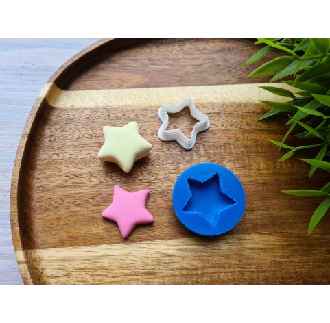 Silicone mold, Macaron, style 12, star, ~ Ø 2.8 cm, H:0.7 cm + cutter Ø 2.8 cm