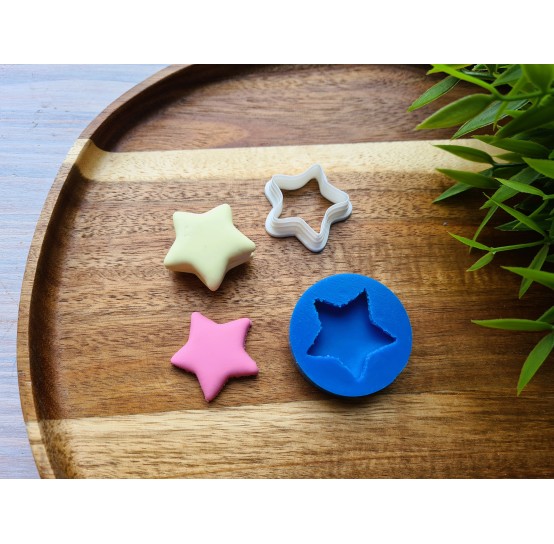 Silicone mold, Macaron, style 12, star, ~ Ø 2.8 cm, H:0.7 cm + cutter Ø 2.8 cm