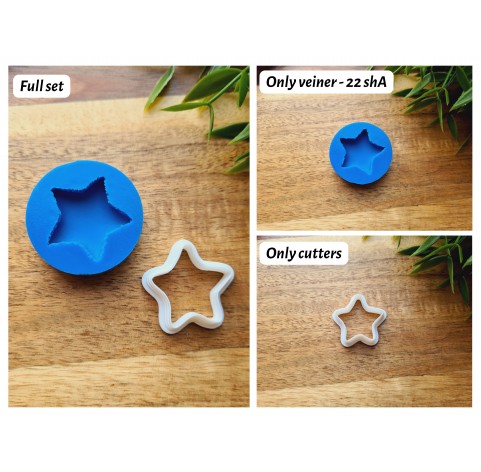 Silicone mold, Macaron, style 12, star, ~ Ø 2.8 cm, H:0.7 cm + cutter Ø 2.8 cm