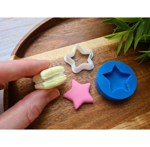 Silicone mold, Macaron, style 12, star, ~ Ø 2.8 cm, H:0.7 cm + cutter Ø 2.8 cm