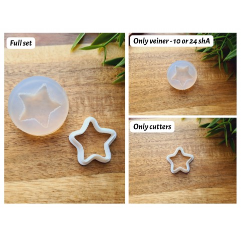 Silicone mold, Macaron, style 12, star, ~ Ø 2.8 cm, H:0.7 cm + cutter Ø 2.8 cm