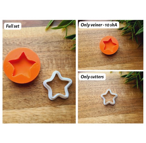 Silicone mold, Macaron, style 12, star, ~ Ø 2.8 cm, H:0.7 cm + cutter Ø 2.8 cm