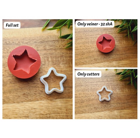 Silicone mold, Macaron, style 12, star, ~ Ø 2.8 cm, H:0.7 cm + cutter Ø 2.8 cm