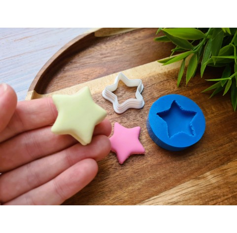 Silicone mold, Macaron, style 12, star, ~ Ø 2.8 cm, H:0.7 cm + cutter Ø 2.8 cm