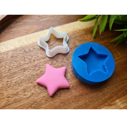 Silicone mold, Macaron, style 12, star, ~ Ø 2.8 cm, H:0.7 cm + cutter Ø 2.8 cm