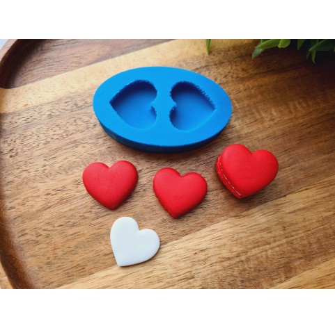 Silicone mold, Macaron, style 13, 2 elements, heart, medium, ~ 2.2*2.5 cm, H:0.6 cm + cutter Ø 2.2 cm