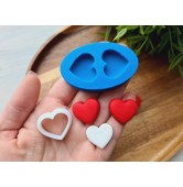 Silicone mold, Macaron, style 13, 2 elements, heart, medium, ~ 2.2*2.5 cm, H:0.6 cm + cutter Ø 2.2 cm