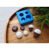 Silicone mold, Set of cupcake with cream, style 2, 4 elements, ~ Ø 1.4-1.9 cm, H:0.7-1.2 cm