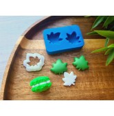 Silicone mold, Macaron, style 14, 2 elements, hemp leaf, ~ 1.8*1.9 cm, H:0.6 cm + cutter Ø 1.8 cm