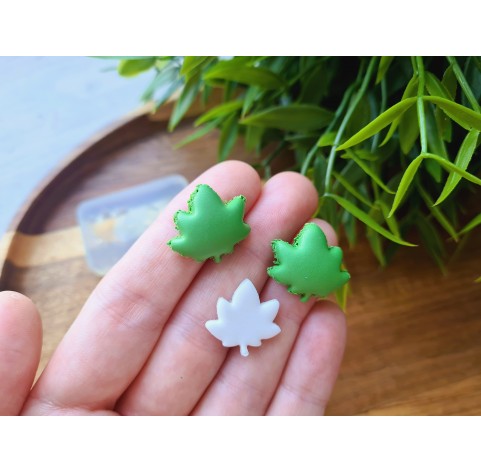 Silicone mold, Macaron, style 14, 2 elements, hemp leaf, ~ 1.8*1.9 cm, H:0.6 cm + cutter Ø 1.8 cm