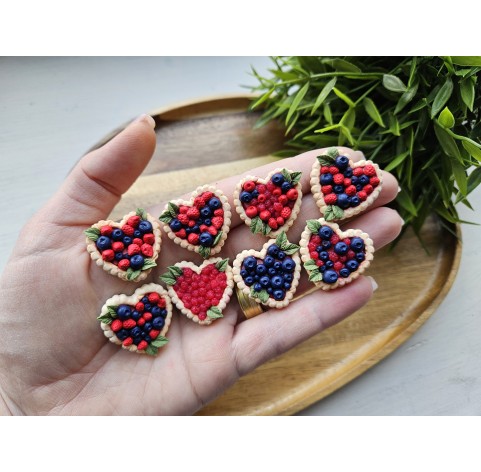 Silicone mold, Berries mix, style 5, strawberry, cherry, mini, 24 elements, ~ Ø 0.3-0.4 cm, H:0.3-0.4 cm