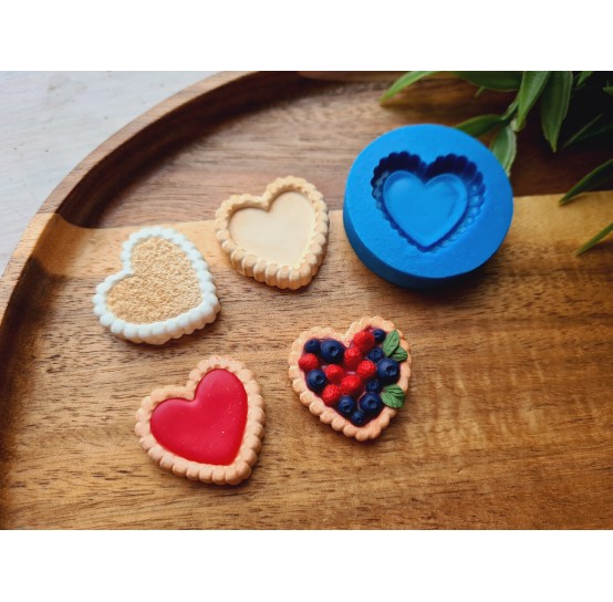 Silicone mold, Tartlet, style 4, heart, ~ 2.7*2.8 cm, H:0.6 cm