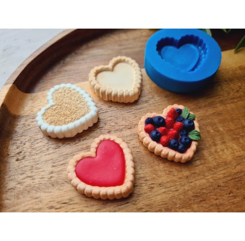 Silicone mold, Tartlet, style 4, heart, ~ 2.7*2.8 cm, H:0.6 cm