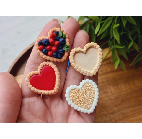 Silicone mold, Tartlet, style 4, heart, ~ 2.7*2.8 cm, H:0.6 cm