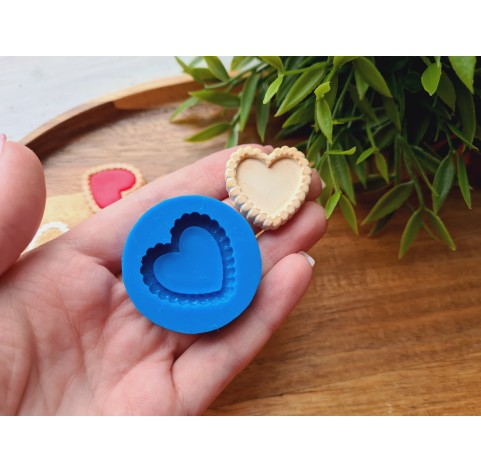 Silicone mold, Tartlet, style 4, heart, ~ 2.7*2.8 cm, H:0.6 cm