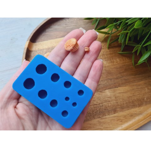 Silicone mold, Muffin, 1:12-1:6 scale, style 4, 10 elements, ~ 0.5-1.5 cm, H:0.3-1 cm