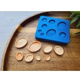 Silicone mold, Tartlet, 1:12-1:6 scale, style 5, 8 elements, ~ 0.6-2.5 cm, H:0.3 cm