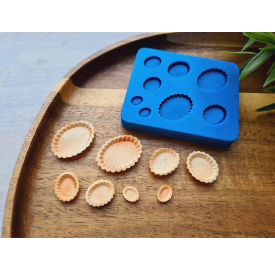 Silicone mold, Tartlet, 1:12-1:6 scale, style 5, 8 elements, ~ 0.6-2.5 cm, H:0.3 cm
