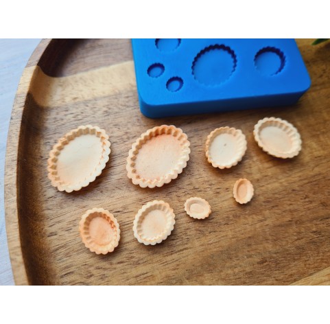 Silicone mold, Tartlet, 1:12-1:6 scale, style 5, 8 elements, ~ 0.6-2.5 cm, H:0.3 cm