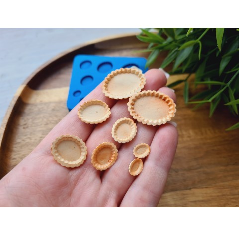 Silicone mold, Tartlet, 1:12-1:6 scale, style 5, 8 elements, ~ 0.6-2.5 cm, H:0.3 cm