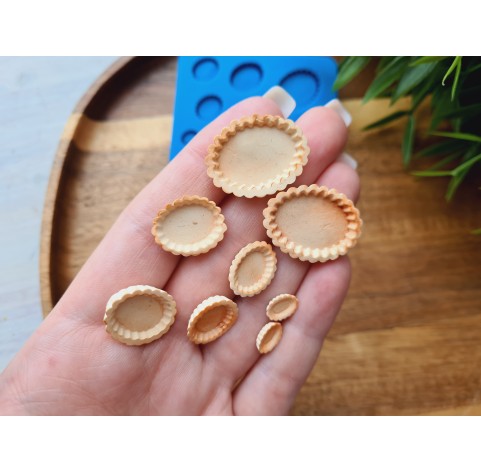 Silicone mold, Tartlet, 1:12-1:6 scale, style 5, 8 elements, ~ 0.6-2.5 cm, H:0.3 cm