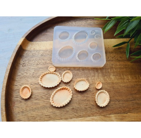 Silicone mold, Tartlet, 1:12-1:6 scale, style 5, 8 elements, ~ 0.6-2.5 cm, H:0.3 cm