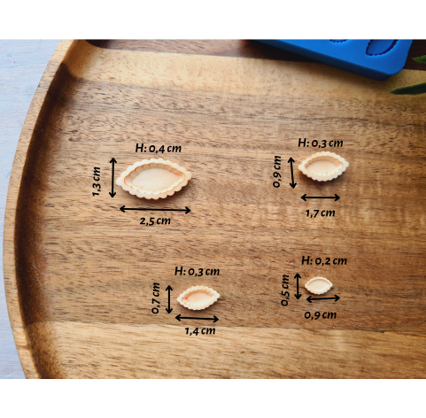 Silicone mold, Tartlet, 1:12-1:6 scale, style 6, 8 elements, ~ 0.5-2.5 cm, H:0.2-0.4 cm