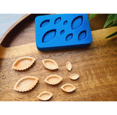 Silicone mold, Tartlet, 1:12-1:6 scale, style 6, 8 elements, ~ 0.5-2.5 cm, H:0.2-0.4 cm