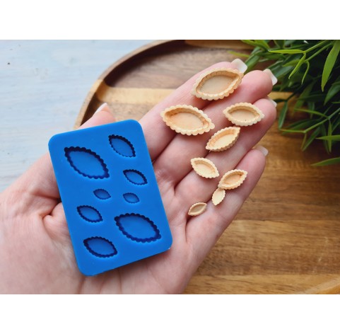 Silicone mold, Tartlet, 1:12-1:6 scale, style 6, 8 elements, ~ 0.5-2.5 cm, H:0.2-0.4 cm