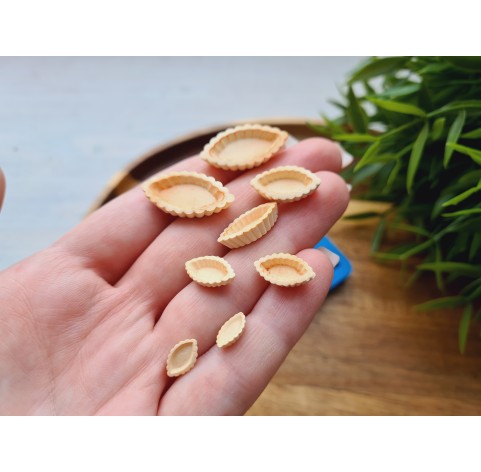 Silicone mold, Tartlet, 1:12-1:6 scale, style 6, 8 elements, ~ 0.5-2.5 cm, H:0.2-0.4 cm