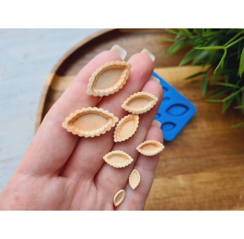 Silicone mold, Tartlet, 1:12-1:6 scale, style 6, 8 elements, ~ 0.5-2.5 cm, H:0.2-0.4 cm