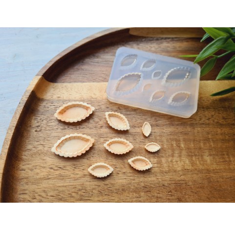Silicone mold, Tartlet, 1:12-1:6 scale, style 6, 8 elements, ~ 0.5-2.5 cm, H:0.2-0.4 cm