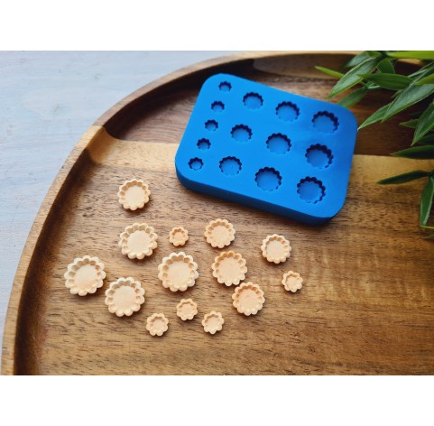 Silicone mold, Tartlet, 1:12-1:6 scale, style 7, 14 elements, ~ 0.7-1.3 cm, H:0.3 cm