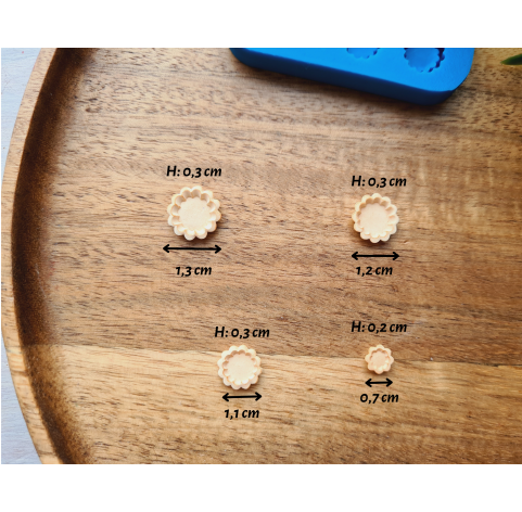 Silicone mold, Tartlet, 1:12-1:6 scale, style 7, 14 elements, ~ 0.7-1.3 cm, H:0.3 cm