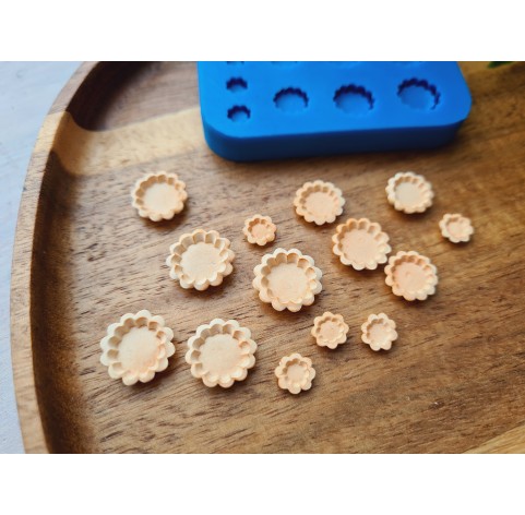 Silicone mold, Tartlet, 1:12-1:6 scale, style 7, 14 elements, ~ 0.7-1.3 cm, H:0.3 cm