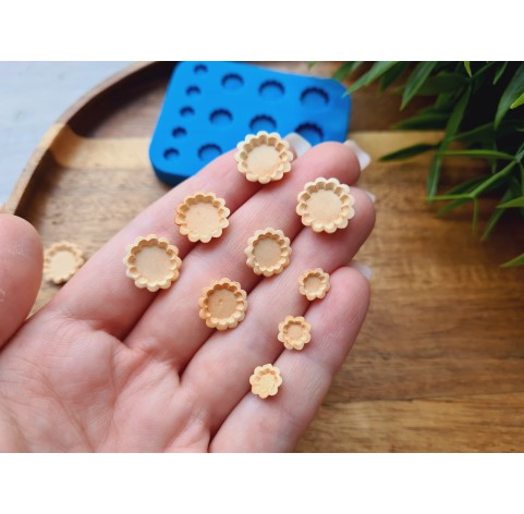 Silicone mold, Tartlet, 1:12-1:6 scale, style 7, 14 elements, ~ 0.7-1.3 cm, H:0.3 cm