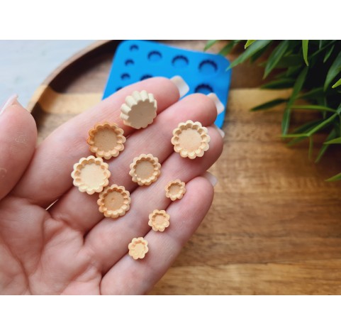 Silicone mold, Tartlet, 1:12-1:6 scale, style 7, 14 elements, ~ 0.7-1.3 cm, H:0.3 cm
