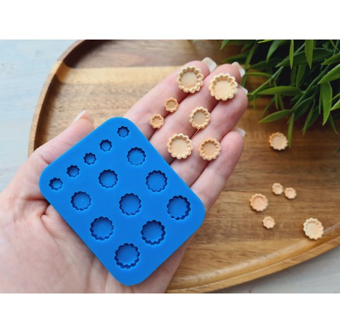 Silicone mold, Tartlet, 1:12-1:6 scale, style 7, 14 elements, ~ 0.7-1.3 cm, H:0.3 cm
