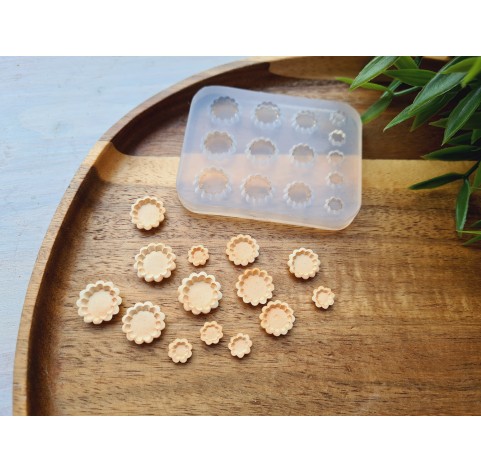 Silicone mold, Tartlet, 1:12-1:6 scale, style 7, 14 elements, ~ 0.7-1.3 cm, H:0.3 cm