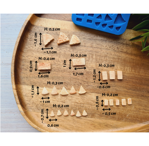 Silicone mold, Cake layer, 1:12-1:6 scale, style 1, 24 elements, ~ 0.5-1.6 cm, H:0.2-0.5 cm
