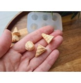 Silicone mold, Ice cream cone, 1:6 scale, style 1, 6 elements, ~ Ø 1.4 cm, H:1.9 cm