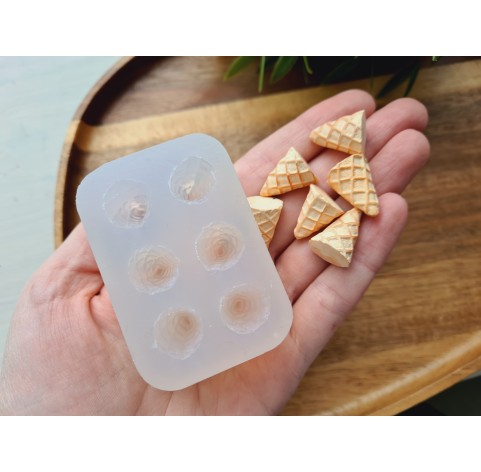 Silicone mold, Ice cream cone, 1:6 scale, style 1, 6 elements, ~ Ø 1.4 cm, H:1.9 cm