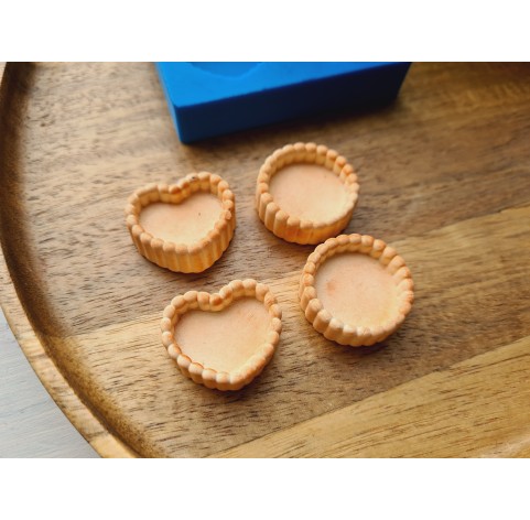 Silicone mold, Tartlet, 1:6 scale, style 8, 4 elements, ~ 2.2-2.6 cm, H:0.9 cm
