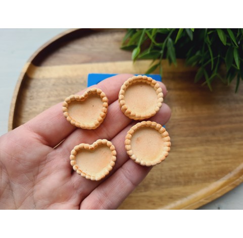Silicone mold, Tartlet, 1:6 scale, style 8, 4 elements, ~ 2.2-2.6 cm, H:0.9 cm