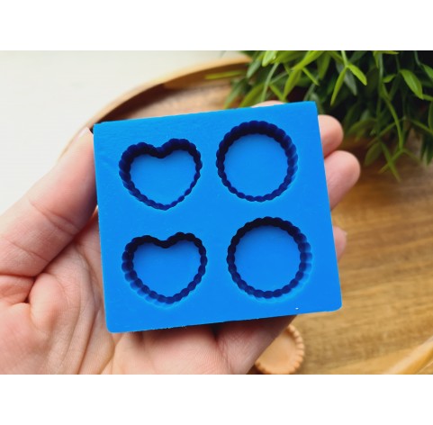 Silicone mold, Tartlet, 1:6 scale, style 8, 4 elements, ~ 2.2-2.6 cm, H:0.9 cm