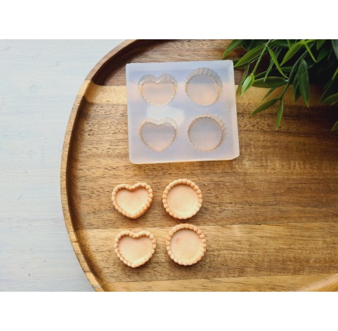 Silicone mold, Tartlet, 1:6 scale, style 8, 4 elements, ~ 2.2-2.6 cm, H:0.9 cm